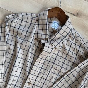 Brooks Brothers Beige and Blue Checkered Shirt